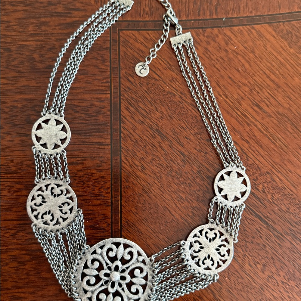 Touchstone Crystal Silver Necklace with Circular Crystal Motifs - Picture 2 of 4